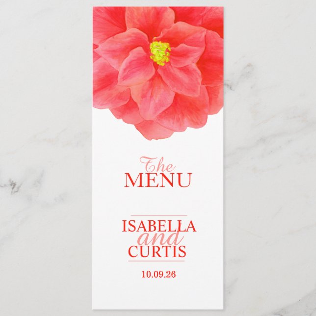 Menu janto de casamento vermelho da Camellia (Frente)
