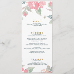 menu janto de casamento WATERCOLOR GARDEN WEDDING