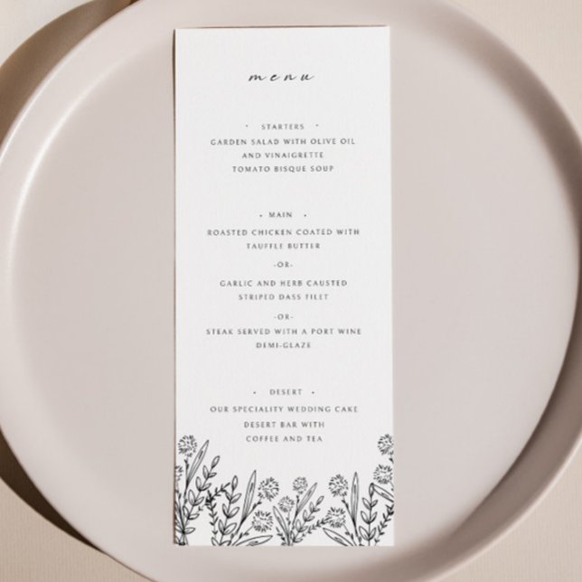 Menu Janto de Casamentos Brancos de Flores Selvage (Criador carregado)