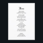 Menu Janto de Casamentos Elegantes Góticos com Fro<br><div class="desc">Personalize e personalize este menu de casamento gótico inspirado. As opções de edição estão disponíveis.</div>