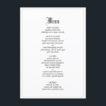 Menu Janto de Casamentos Elegantes Góticos com Fro<br><div class="desc">Personalize e personalize este menu de casamento gótico inspirado. As opções de edição estão disponíveis.</div>