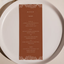 Menu Janto de Casamentos Laranja Semi Floral Burnt