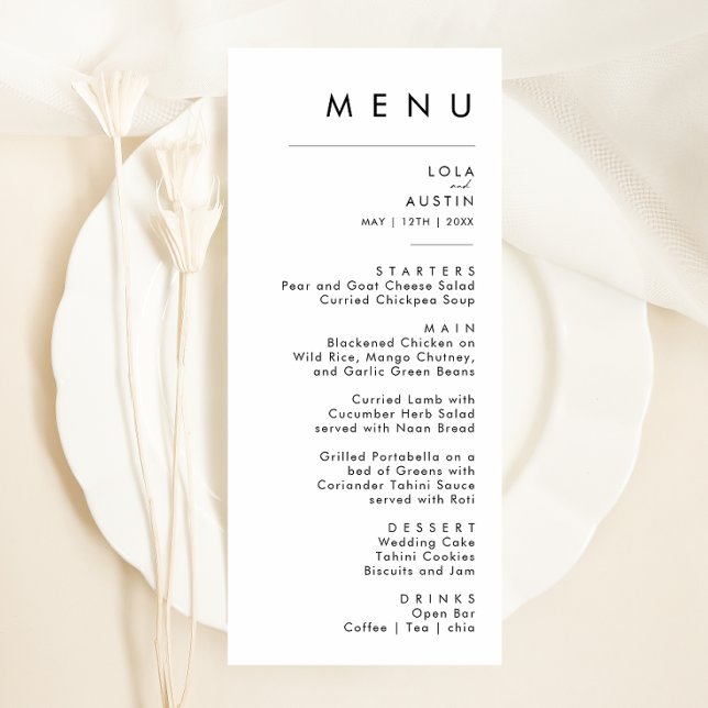 Menu Janto de Casamentos Minimalista Moderno (Criador carregado)