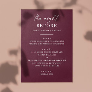 Menu Janto de ensaio da Borgonha Noite Antes do Elega