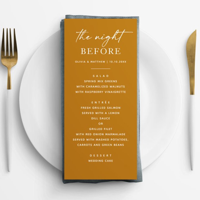Menu Janto de ensaio de queda de mostarda. Noite Modern (Criador carregado)