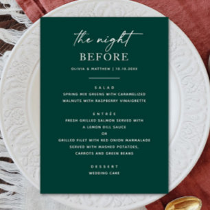 Menu Janto de ensaio Emerald Green Noite Antes