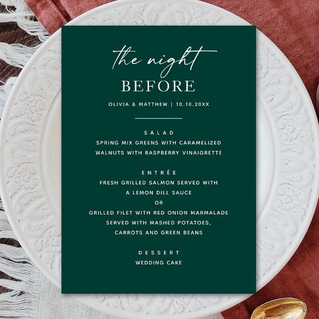 Menu Janto de ensaio Emerald Green | Noite Antes (Criador carregado)