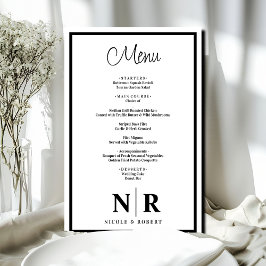 Menu Janto de ensaio personalizado do monograma de