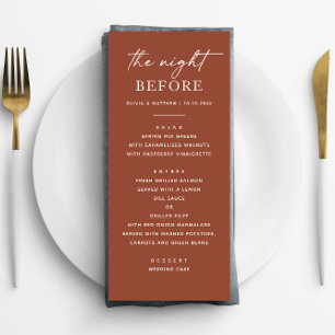 Menu Janto de ensaio Terracotta Queda da noite antes