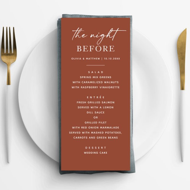 Menu Janto de ensaio Terracotta | Queda da noite antes (Criador carregado)