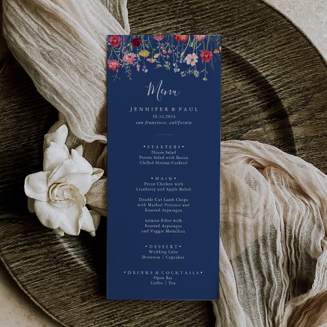 Menu Janto de flor selvagem Boho Multicolor (Criador carregado)