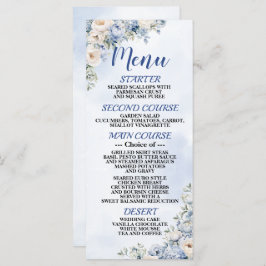 Menu Janto de Flores de Marfim, Dusty Blue Watercolor