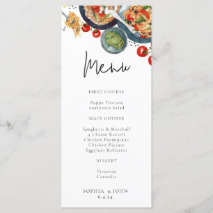 Menu Janto de massas de Comida italianas com aquarela