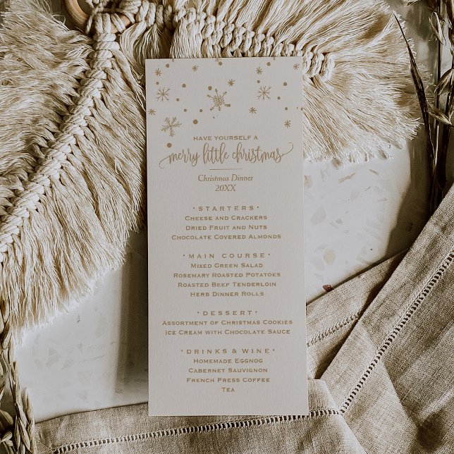 Menu Janto de Natal Dourado e Floco de Neve de Marfim (Criador carregado)