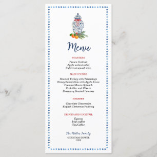 Menu Janto de Natal Ginger Jar Azul e Branco