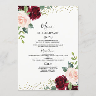 Menu Janto de Noivado Floral Burgundy & Blush