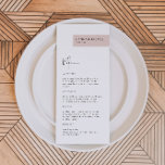 Menu Janto de Nome de Convidado do Blush Moderno J<br><div class="desc">Este menu janto apresenta um design minimalista e um nome personalizado para cada convidado. Este menu é perfeito para qualquer evento simples e clássico. Ajuste facilmente a cor ao seu gosto.</div>
