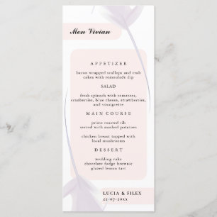 Menu Janto de Nome do Convidado de Cor de Lavanda Viole