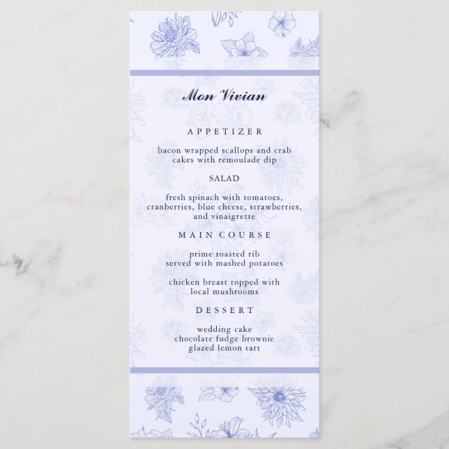 Menu Janto de Nomes de Convidado das Flores Neutrais El (Frente)