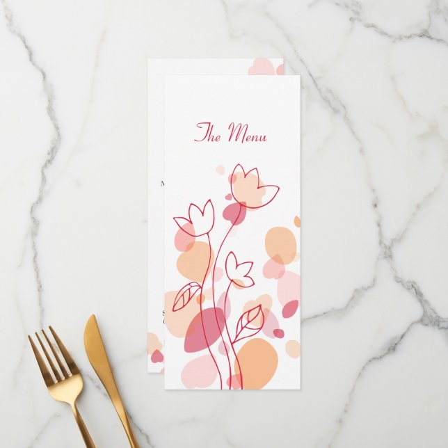 Menu janto de pétalas de flores modernas gráficas (Frente/Verso In Situ)