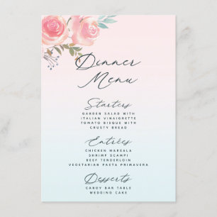 Menu Janto de Refeições do Jardim Floral Francês 3 Curs