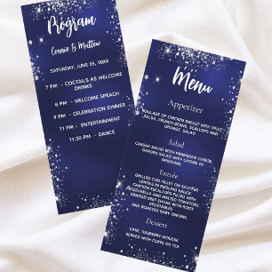 Menu janto do programa de casamento marinho azul p