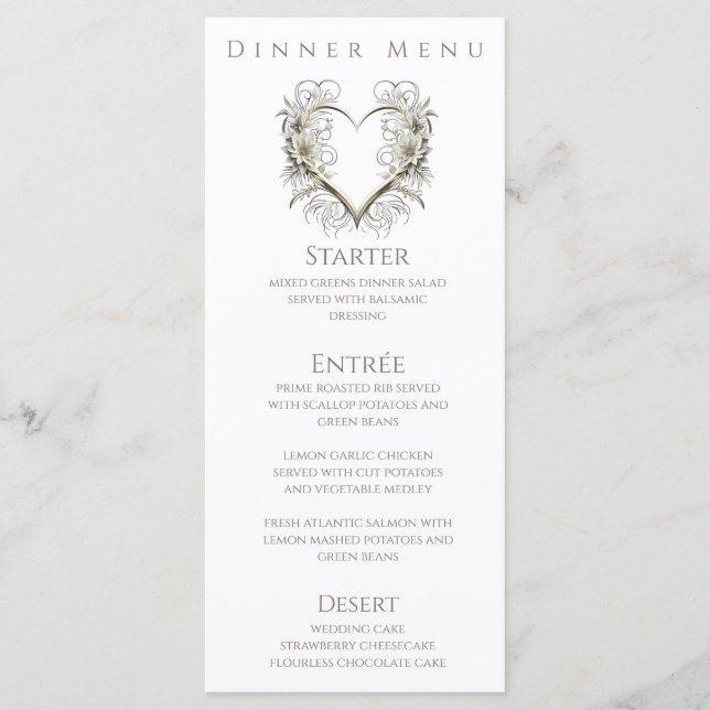 Menu janto e Bar - Flores Modernas com Coração (Frente)