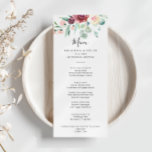 Menu Janto Floral Eucalyptus Contemporâneo<br><div class="desc">Este cartão de janto floral de eucalipto moderno é perfeito para um casamento moderno. A design apresenta cor d'água púrpura, pincelada, bordo e adoráveis peonias burras com folhas verdes de eucalipto, inspiradora beleza artística. Este menu pode ser usado para recepção de casamento, janto de ensaio, chá de panela ou qualquer...</div>
