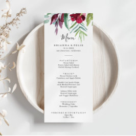 Menu Janto Floral Tropical Colorida Caligrafia