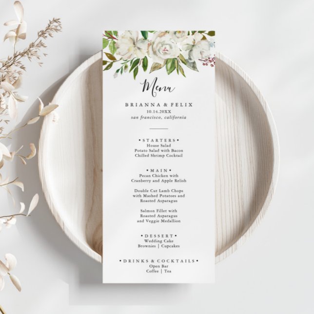 Menu Janto Floral White Winter Peony (Criador carregado)