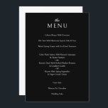 Menu Janto Formal de Casamento Negro Clássico Elegante<br><div class="desc">Cartão de Menu Janto Formal de Casamento Negra Clássico Elegante</div>