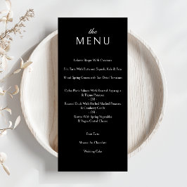 Menu Janto Formal de Casamento Negro Clássico Elegante