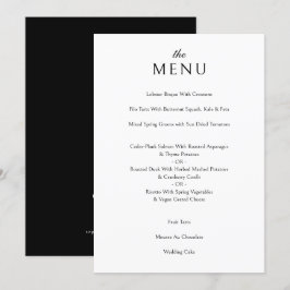 Menu Janto Formal de Casamento Negro Clássico Elegante