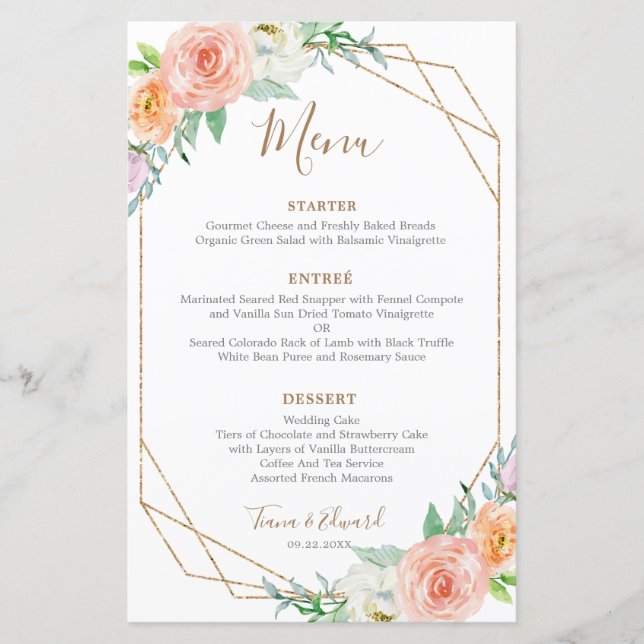 Menu Janto Geométrico Aquarela Flor (Frente)