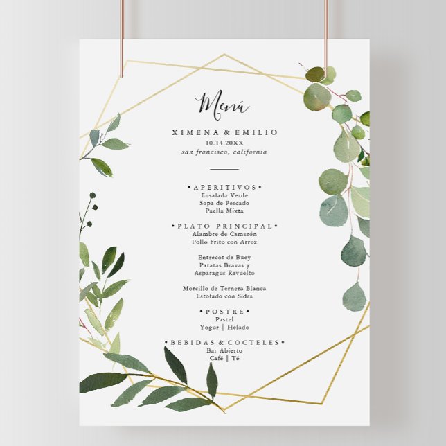 Menu Janto Geométrico Tropical Green deixa espanhol (Criador carregado)