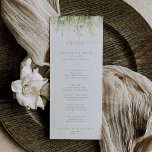 Menu Janto Greenery Boho Wildflower<br><div class="desc">Este cartão de janto de flor silvestre verde é perfeito para um casamento rústico. O design apresenta flores silvestres cor-de-água rosa,  pinceladas,  amarelas e brancas dispostas em buquês elegantes. Este menu pode ser usado para recepção de casamento,  janto de ensaio,  chá de panela ou qualquer evento.</div>