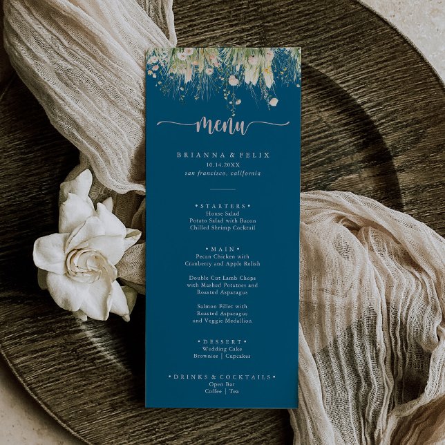 Menu Janto Greenery Boho Wildflower (Criador carregado)