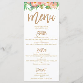 Menu Janto Greenery & Floral Pink & Dourado Casame
