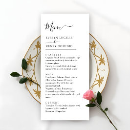 Menu Janto Moderno Minimalista de Casamento Negro e Bra
