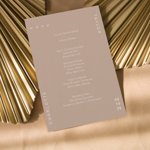 Menu Janto Neutro Mínimo de Casamento de Creme de Tan