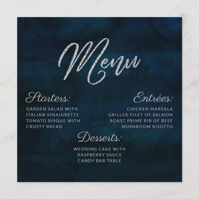 Menu Janto Quadrado de marinho Luster Silver Blue Water (Frente)