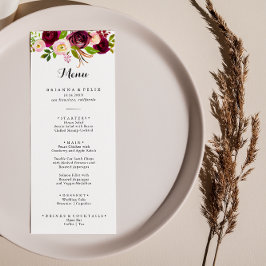 Menu Janto Rustic Blush Burgundy Floral Calliografia