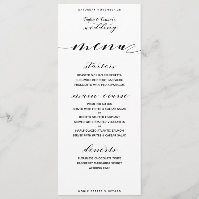 Menu Janto Rustic Calliografia de Casamento (Frente)