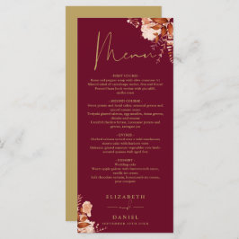 Menu Janto Rustic Floral Burgundy E Dourado Casamento
