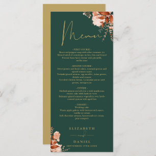 Menu Janto Rustic Floral Emerald E Casamento Dourado
