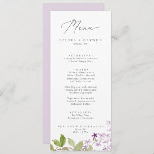 Menu Janto Rustic Lilac Wedding
