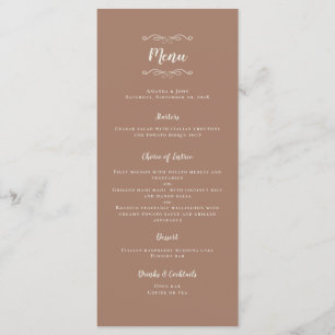Menu Janto Rustic Mocha Brown Weding Cream Script