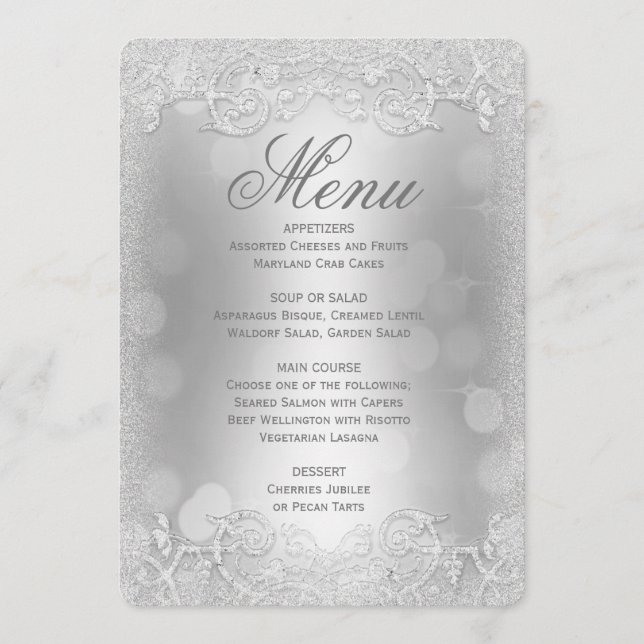 Menu janto | Silver Faux Glitter (Frente)