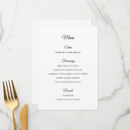 Menu Janto Simples de Ação de Graças Preto e Branco