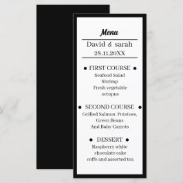 Menu Janto Simples De Casamento Preto E Branco